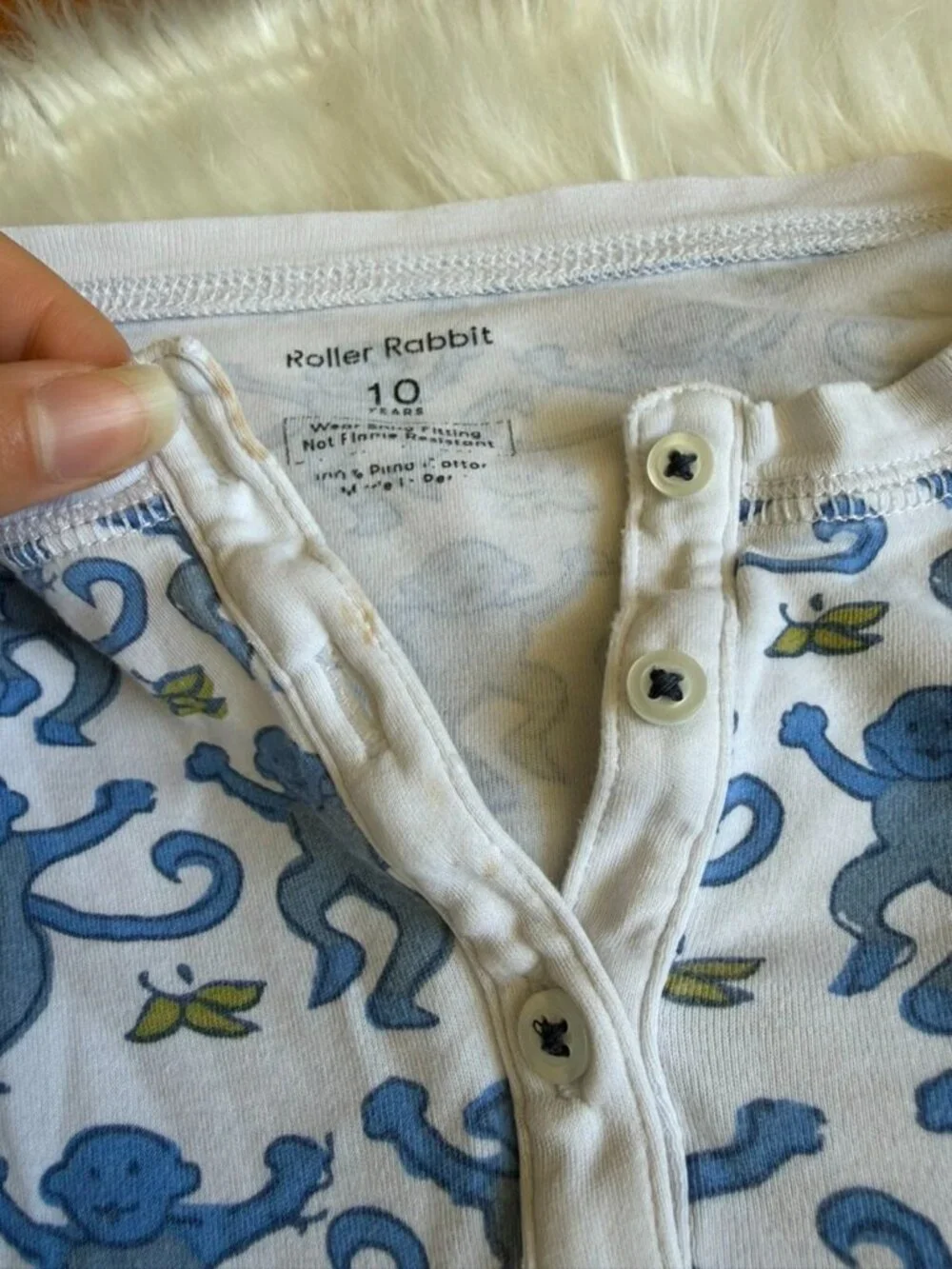 Roller Rabbit Blue Monkey Pajama Set Girls 10